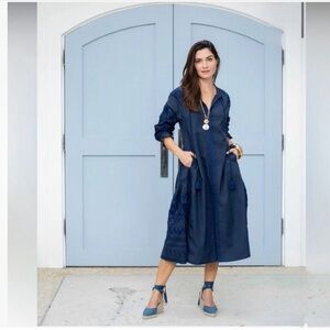 Julia Amory Cotton Coatue Kaftan Navy Blue